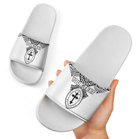 Personalised Melanesian Brotherhood Slide Sandals With Tribal Pattern - Polynesian Pride