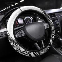 Melanesian Brotherhood Steering Wheel Cover With Tribal Pattern LT05 Universal Fit White - Polynesian Pride