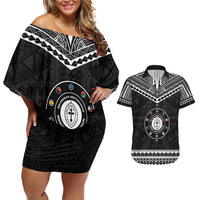 Personalised Melanesian Brotherhood Couples Matching Off Shoulder Short Dress and Hawaiian Shirt Ministry Faith And Mission - Polynesian Pride