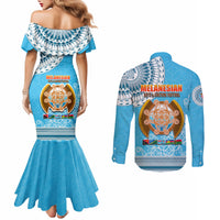 Fiji Couples Matching Mermaid Dress and Long Sleeve Button Shirts Melanesian Festival 2023 LT6 - Polynesian Pride