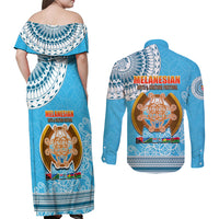 Fiji Couples Matching Off Shoulder Maxi Dress and Long Sleeve Button Shirts Melanesian Festival 2023 LT6 - Polynesian Pride