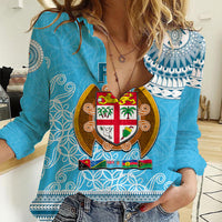 Fiji Women Casual Shirt Melanesian Festival 2023 LT6 Female Blue - Polynesian Pride