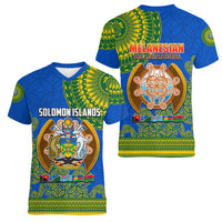 Solomon Islands Women V Neck T Shirt Melanesian Festival 2023 LT6 - Polynesian Pride