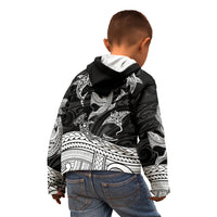 Polynesian Tribal Kid Hoodie with Sharks Tattoo White LT6 - Polynesian Pride