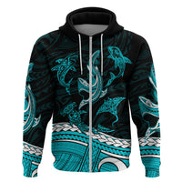 Polynesian Tribal Hoodie with Sharks Tattoo Green LT6 - Polynesian Pride