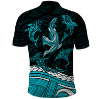 Polynesian Tribal Polo Shirt with Sharks Tattoo Green LT6 - Polynesian Pride