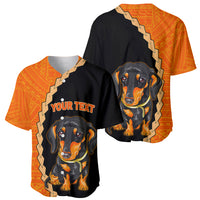 Custom Dachshund Dog Baseball Jersey With Polynesian Tribal Tattoo LT6 - Polynesian Pride