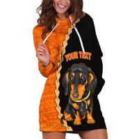Custom Dachshund Dog Hoodie Dress With Polynesian Tribal Tattoo LT6 Black - Polynesian Pride
