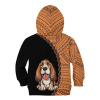 Custom Basset Hound Dog Kid Hoodie With Polynesian Tribal Tattoo LT6 - Polynesian Pride