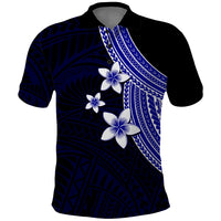Polynesian Polo Shirt With Plumeria Flower Blue LT6 Blue - Polynesian Pride