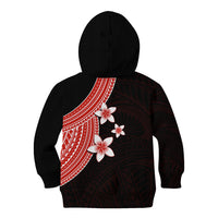 Polynesian Kid Hoodie With Plumeria Flower Red LT6 - Polynesian Pride