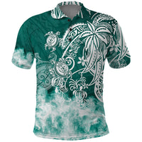 Polynesian Sea Turtle Polo Shirt Tribal Green LT6 Green - Polynesian Pride