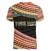 (Custom Personalised) Happy Fathers Day Polynesian Women V Neck T Shirt I Love You Dad LT6 - Polynesian Pride