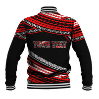 (Custom Personalised) Happy Fathers Day Polynesian Baseball Jacket I Love You Dad Red LT6 - Polynesian Pride