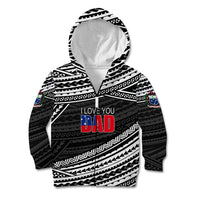 (Custom Personalised) Happy Fathers Day Samoa Kid Hoodie I Love You Dad Black LT6 - Polynesian Pride
