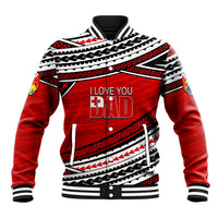 (Custom Personalised) Happy Fathers Day Tonga Baseball Jacket I Love You Dad LT6 Unisex Red - Polynesian Pride
