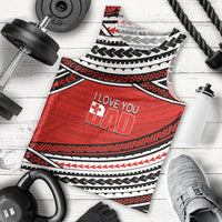(Custom Personalised) Happy Fathers Day Tonga Men Tank Top I Love You Dad LT6 Red - Polynesian Pride