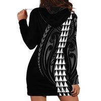 Polynesian Hoodie Dress Hawaiian Warrior and Aloha Girl With Hammerhead Shark Tattoos White LT6 - Polynesian Pride