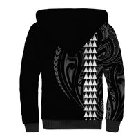 Polynesian Sherpa Hoodie Hawaiian Warrior and Aloha Girl With Hammerhead Shark Tattoos White LT6 - Polynesian Pride