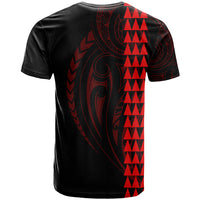 Polynesian T Shirt Hawaiian Warrior and Aloha Girl With Hammerhead Shark Tattoos Red LT6 - Polynesian Pride