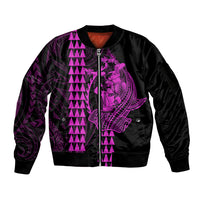 Polynesian Sleeve Zip Bomber Jacket Hawaiian Warrior and Aloha Girl With Hammerhead Shark Tattoos Purple LT6 Unisex Purple - Polynesian Pride