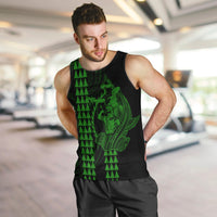 Polynesian Men Tank Top Hawaiian Warrior and Aloha Girl With Hammerhead Shark Tattoos Green LT6 - Polynesian Pride