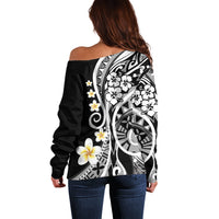 Plumeria Polynesian Off Shoulder Sweater Trending Black LT6 - Polynesian Pride