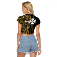 Custom Wallis and Futuna Raglan Cropped T Shirt Polynesian Tribal Gold LT6 - Polynesian Pride