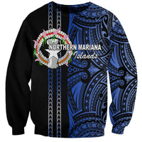 Custom Northern Mariana Islands Sweatshirt Polynesian Tribal LT6 Unisex Blue - Polynesian Pride