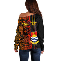 Custom Kiribati Off Shoulder Sweater Polynesian Tribal LT6 - Polynesian Pride