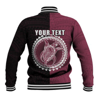 Custom Mangaia Of Cook Islands Baseball Jacket Mix Half Black LT6 - Polynesian Pride