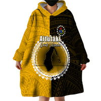 Custom Atutaki Of Cook Islands Wearable Blanket Hoodie Mix Half Black LT6 - Polynesian Pride