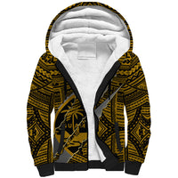 Polynesian Guam Sherpa Hoodie with Coat Of Arms Claws Style - Gold LT6 Unisex Gold - Polynesian Pride