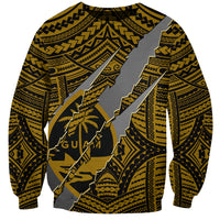 Polynesian Guam Sweatshirt with Coat Of Arms Claws Style - Gold LT6 Unisex Gold - Polynesian Pride