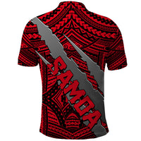 Polynesian Samoa Polo Shirt with Coat Of Arms Claws Style Red LT6 - Polynesian Pride