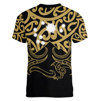 Matariki New Zealand Women V Neck T Shirt Maori New Year Gold LT6 - Polynesian Pride