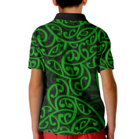 New Zealand Kid Polo Shirt Maori Pattern Green LT6 - Polynesian Pride