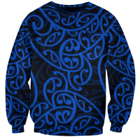 New Zealand Sweatshirt Maori Pattern Blue LT6 Unisex Blue - Polynesian Pride