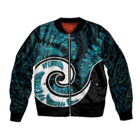 New Zealand Bomber Jacket Maori With Silver Fern Papua Shell Green Ver.2 LT6 Unisex Green - Polynesian Pride