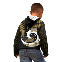 New Zealand Kid Hoodie Maori With Silver Fern Gold LT6 - Polynesian Pride