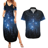 Matariki Te Tau Hou Māori Couples Matching Summer Maxi Dress and Hawaiian Shirt New Zealand Starry Sky