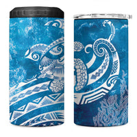 World Ocean Day Polynesian Pattern 4 in 1 Can Cooler Tumbler Crystal Waves LT7 One Size: 16 oz Blue - Polynesian Pride