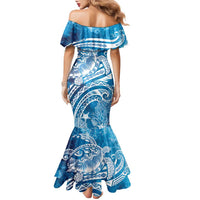 World Ocean Day Polynesian Pattern Family Matching Mermaid Dress and Hawaiian Shirt Crystal Waves