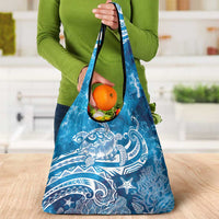 World Ocean Day Polynesian Pattern Grocery Bag Crystal Waves