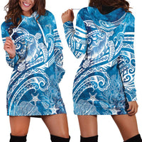 World Ocean Day Polynesian Pattern Hoodie Dress Crystal Waves