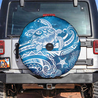 World Ocean Day Polynesian Pattern Spare Tire Cover Crystal Waves LT7 Blue - Polynesian Pride