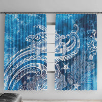 World Ocean Day Polynesian Pattern Window Curtain Crystal Waves LT7 With Hooks Blue - Polynesian Pride