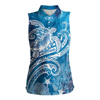 World Ocean Day Polynesian Pattern Women Sleeveless Polo Shirt Crystal Waves