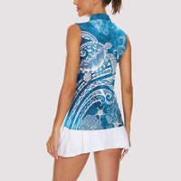 World Ocean Day Polynesian Pattern Women Sleeveless Polo Shirt Crystal Waves