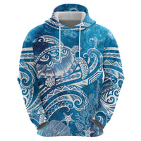 World Ocean Day Polynesian Pattern Zip Hoodie Crystal Waves